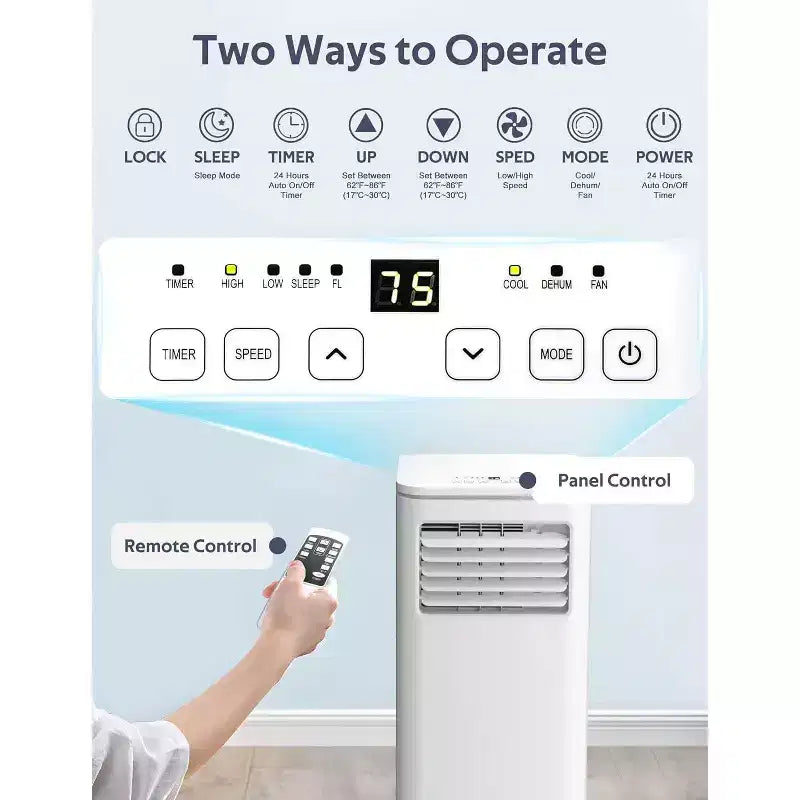 ZAFRO 8,000 BTU Portable Air Conditioners, Air Conditioners for Room up to 350 Sq.ft, Portable for Home/Office/Dorms, White