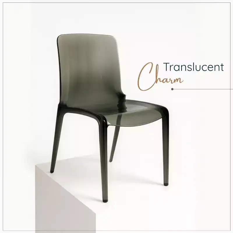 LeisureMod Murray Mid-Century Modern Dining Chair - Waterfall Edge Design Acrylic, Ergonomic and Stackable, Set of 4