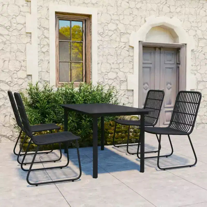 vidaXL Dining Set Black Poly rattan 5-piece Stackable Dining Set