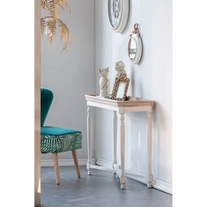 42 in. Brown and White Distressed Rectangular End Table