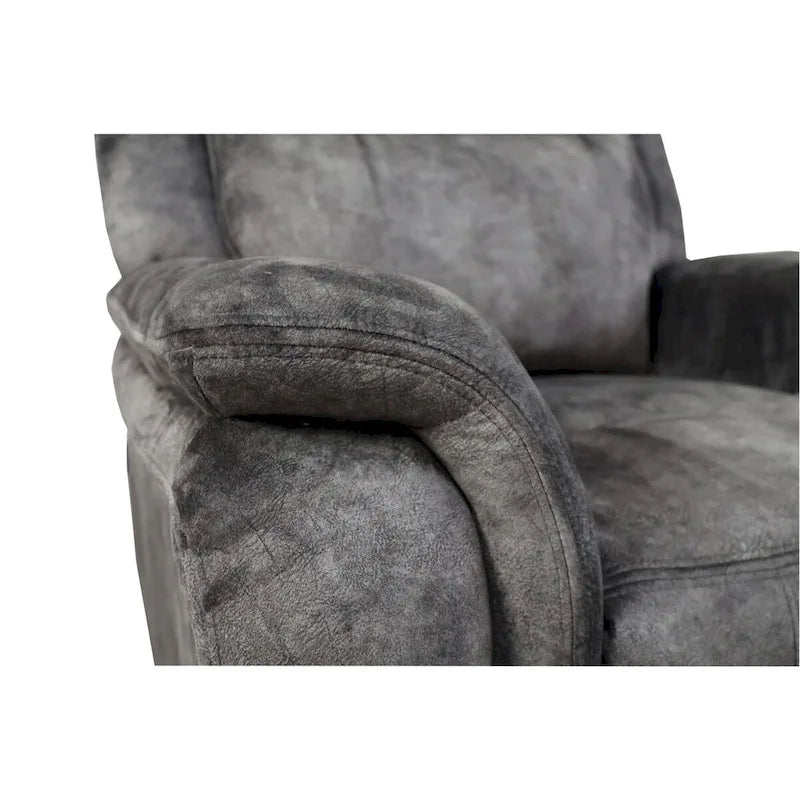39 in. Manual Glider Recliner Chair with Pocket Coils, Gray Faux Suede