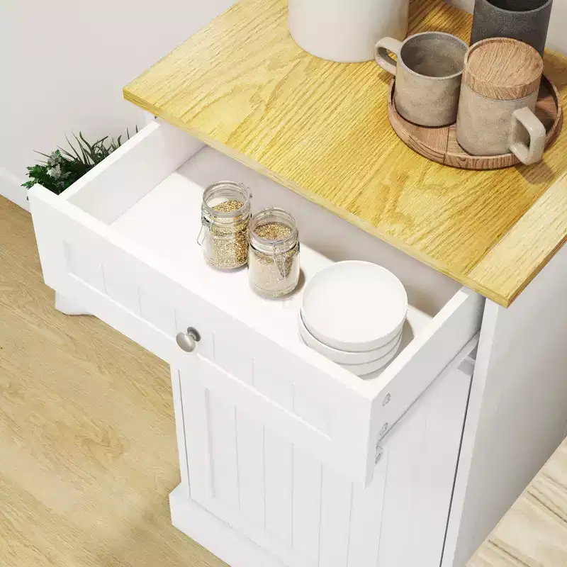 AndMakers 19.68 in. W x 13.77 in. D x 35.62 in. H Ready to Assemble Trash Can Kitchen Cabinet
