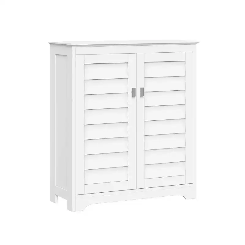 Brookfield Two-Door Floor Bathroom and Laundry Storage Cabinet and Organizer with Adjustable Shelves - White