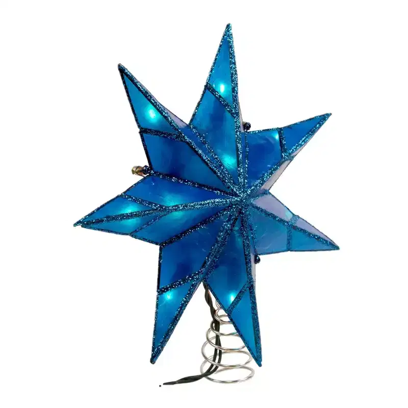 Kurt Adler Kurt S. Adler 10-Light 7-Point Blue Capiz Star Treetop, White
