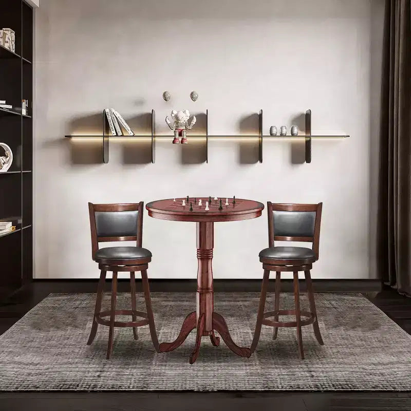 3pcs Pub Table Set 30'' Round Bar Height Table & 2pcs Swivel Bar Stools
