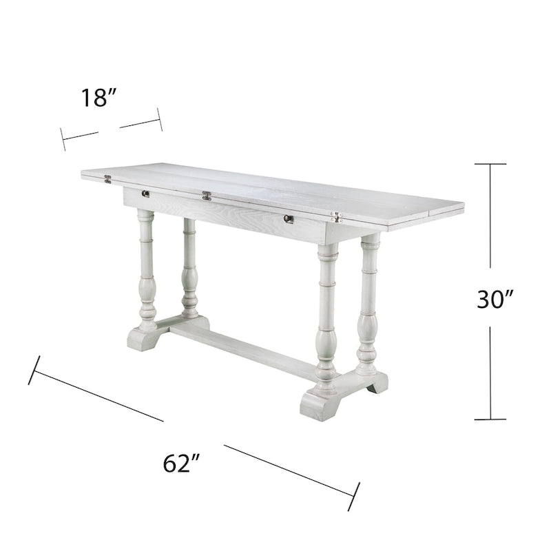 Farmhouse Drop Leaf Trestle Console to Dining Table