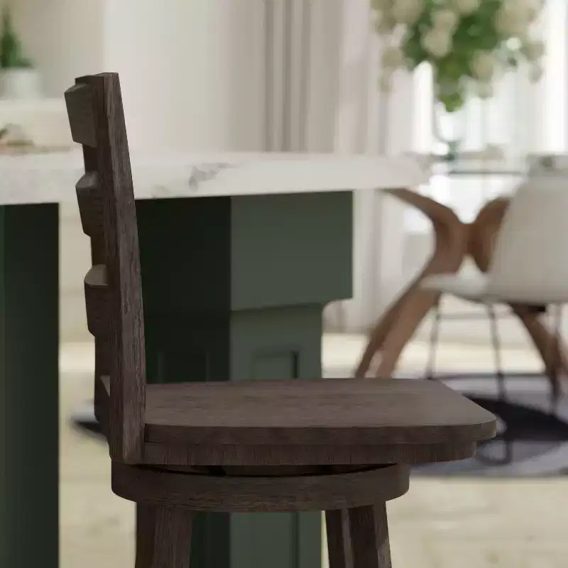 Emma and Oliver Classic Ladderback Counter Height Dining Stool with Wood Seat