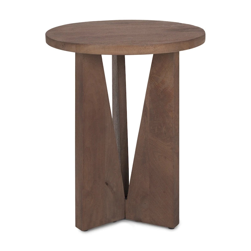 Black Solid Wood Round Accent Table - 18L x 18W x 22H
