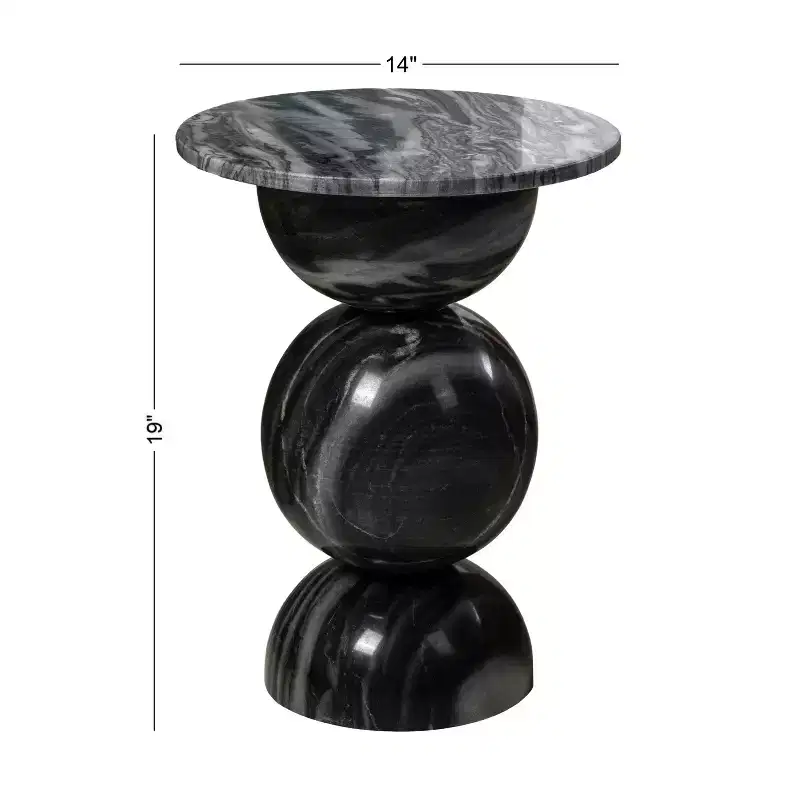 JONATHAN Y Aura 19 Modern Natural Marble Handmade Stacked Round Pedestal End Table