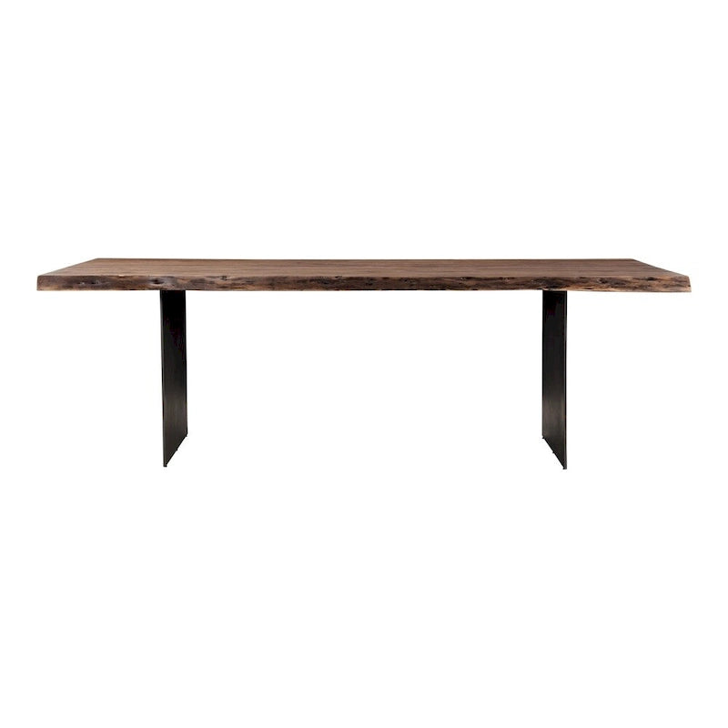 Live Edge Solid Acacia Wood Dining Table with Iron Legs | Rustic Industrial Style | 94x38 Inch