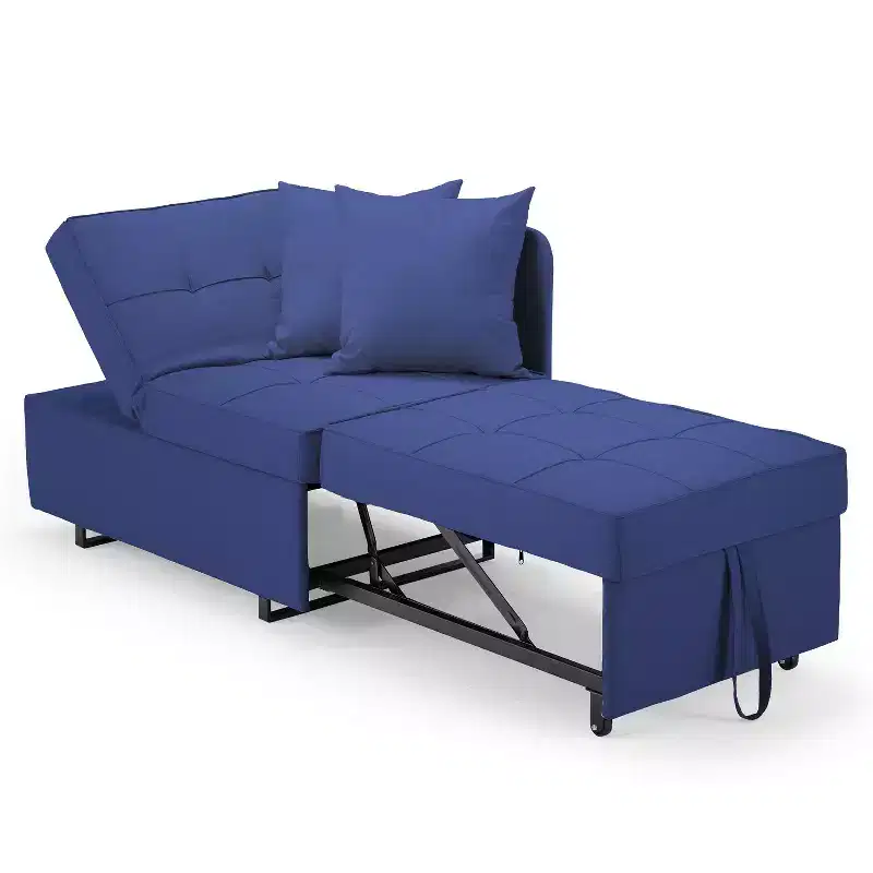 Erommy 3-in-1 Sleeper Sofa Chair Bed , 5-position Adjustable Backrest Pull Out Sofa Bed with Faux Linen Sofa Fabric