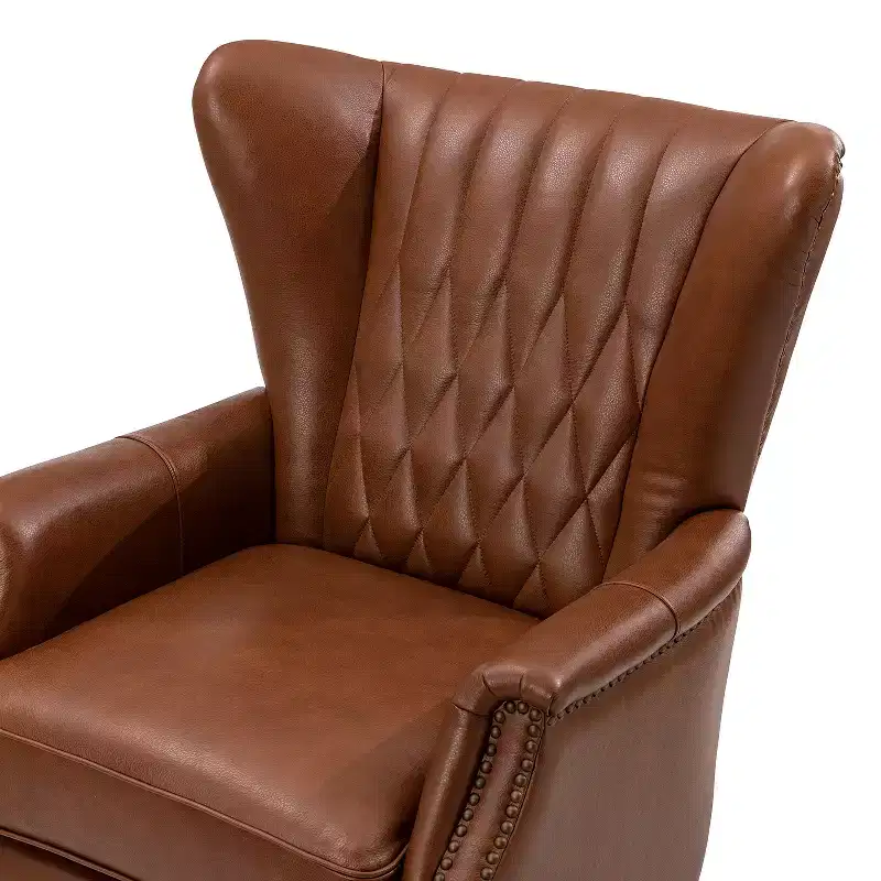 Valerius Genuine Leather Armchair with Nailhead Trims and Solid Wood Legs | HULALA HOME