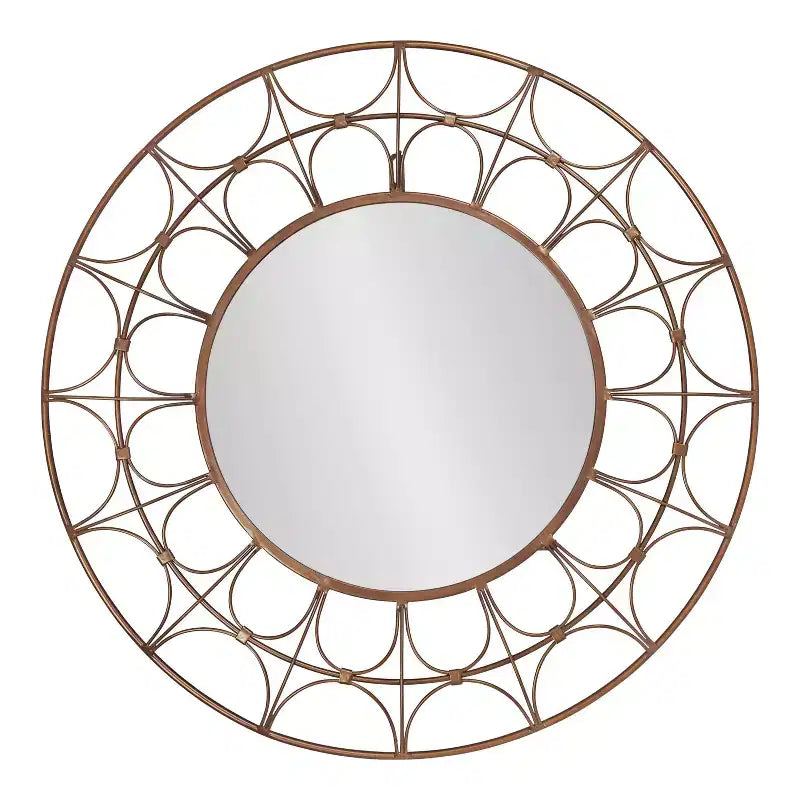 Kate and Laurel Avoca Round Metal Decorative Mirror, 28 Diameter, Bronze
