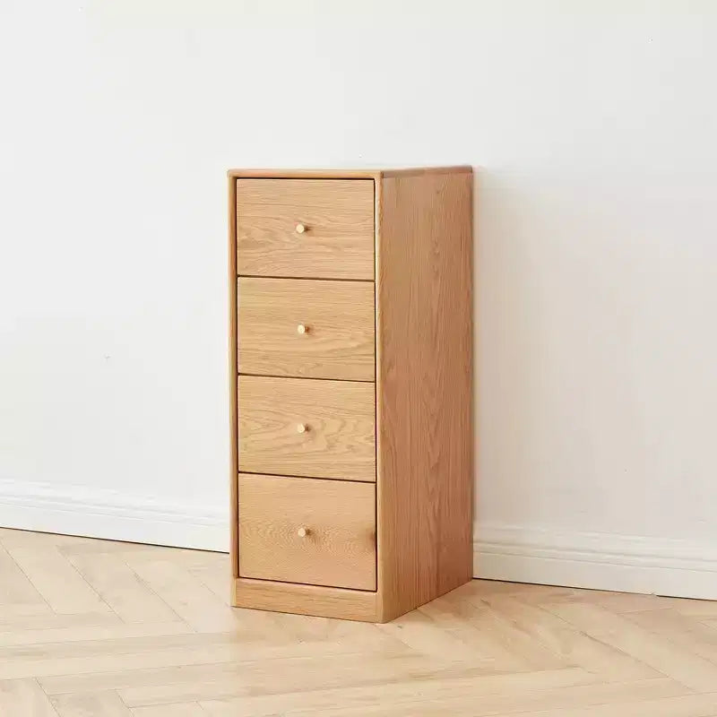 Nightstand with 4 Drawers, Wooden Bedside Table with Storage, Small Dresser Organizer, Freestanding Storage Cabinet for Bedroom Hallway Small Space
