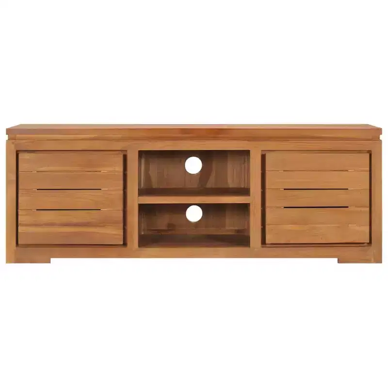 TV Cabinet Natural Teak Solid Teak Wood Medium TV Cabinet