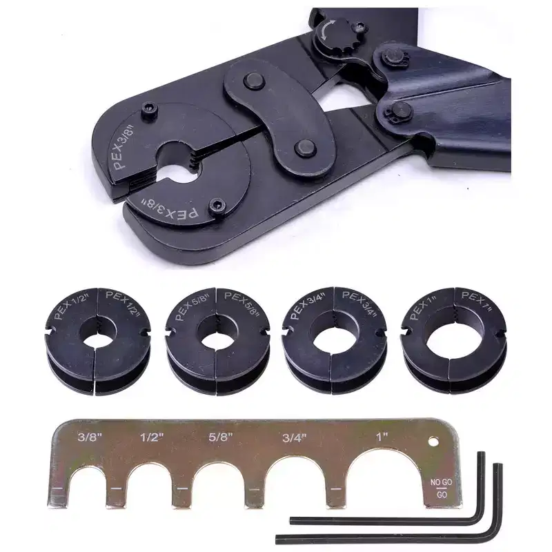 Yescom 5-in-1 PEX Crimping Tool PEX-a Repair Kit for 3/8 1/2 5/8 3/4 1 Copper Rings Pipe Crimper Red
