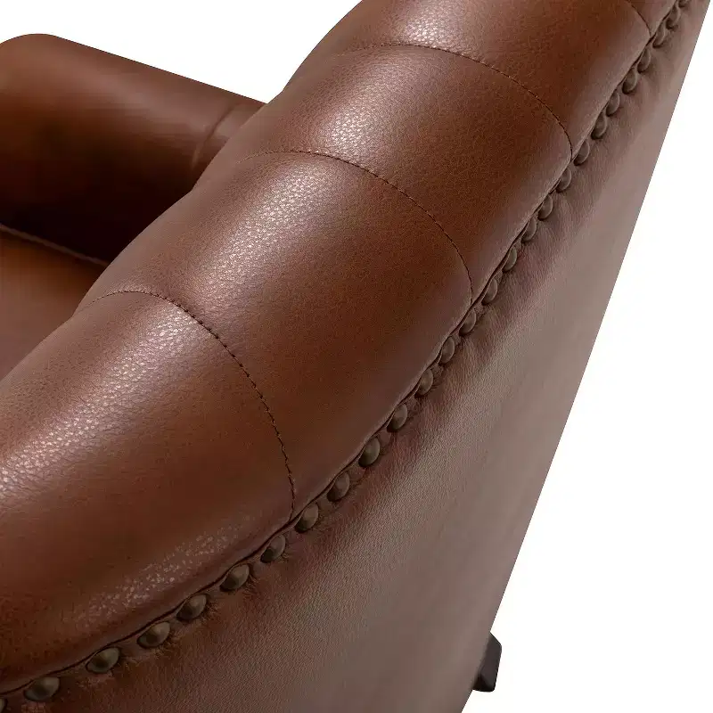 Valerius Genuine Leather Armchair with Nailhead Trims and Solid Wood Legs | HULALA HOME