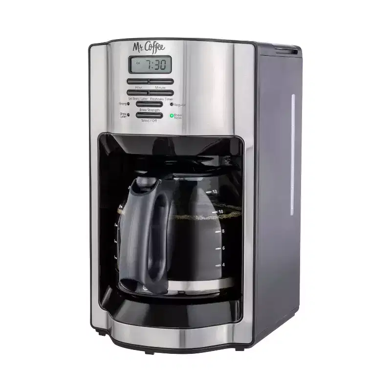 Mr. Coffee 12c Programmable Coffee Maker with Rapid Brew System Stainless Steel: 12 Cup Drip, Electric, Paper Filter