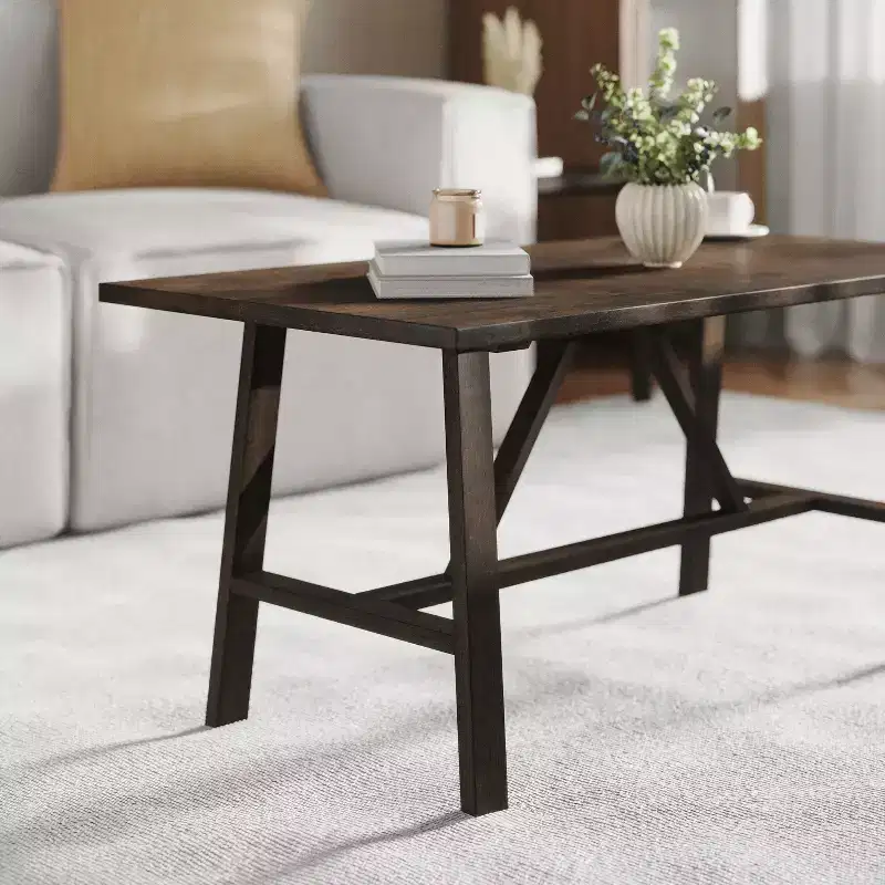 Flash Furniture Eli Solid Wood Farmhouse Coffee Table, Trestle Style Accent Table