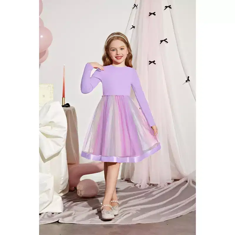 Arshiner Toddler Tutu Dress Little Girls Fall Winter Long Sleeve Holiday Party Tulle Dresses 3-8Y