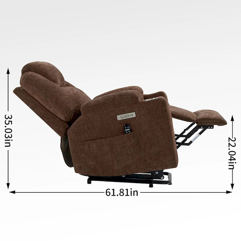 Power Lift Recliner | 8-Point Massage | Lumbar Heat | Dual USB | Steel Cup Holders | Blue