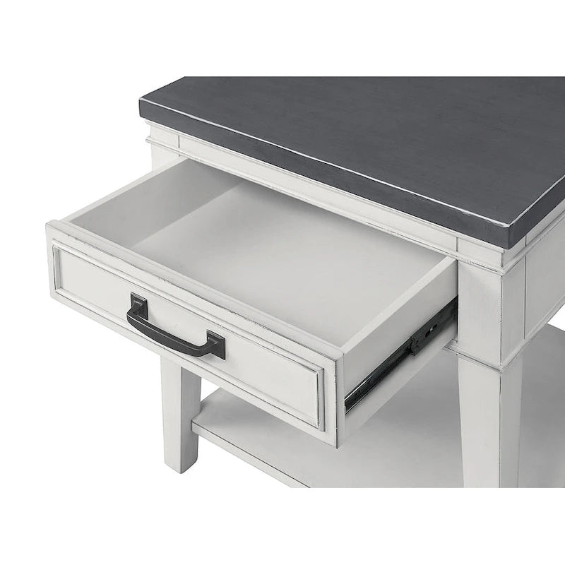 24 White and Grey 1-Drawer End Table