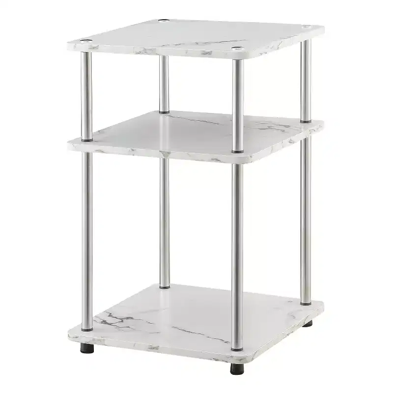 25.5 in.H White Color Rectangle Metal Table Top End Table 1-piece