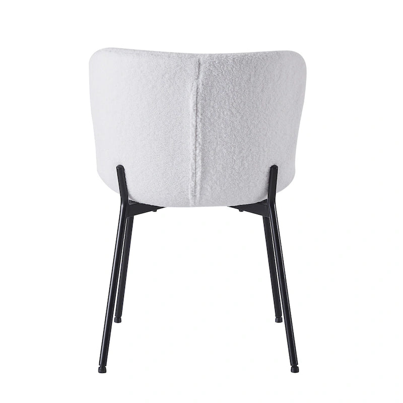 Fabric Upholstered Armless Dining Chairs with Powder-Coated Steel Legs, Set of 2
