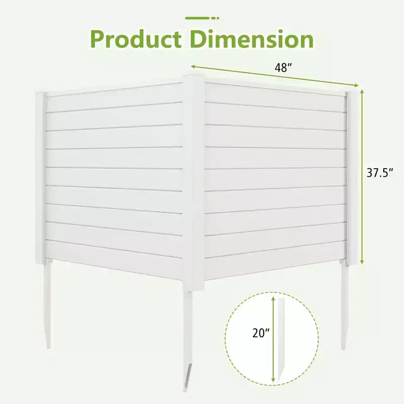 Costway 48L x 37.5H Air Conditioner Fence with 3 Ground Stakes Black/White