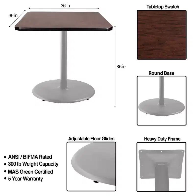 Hampden Furnishings 36" Bennet Collection Square Dining Table Gray/Mahogany