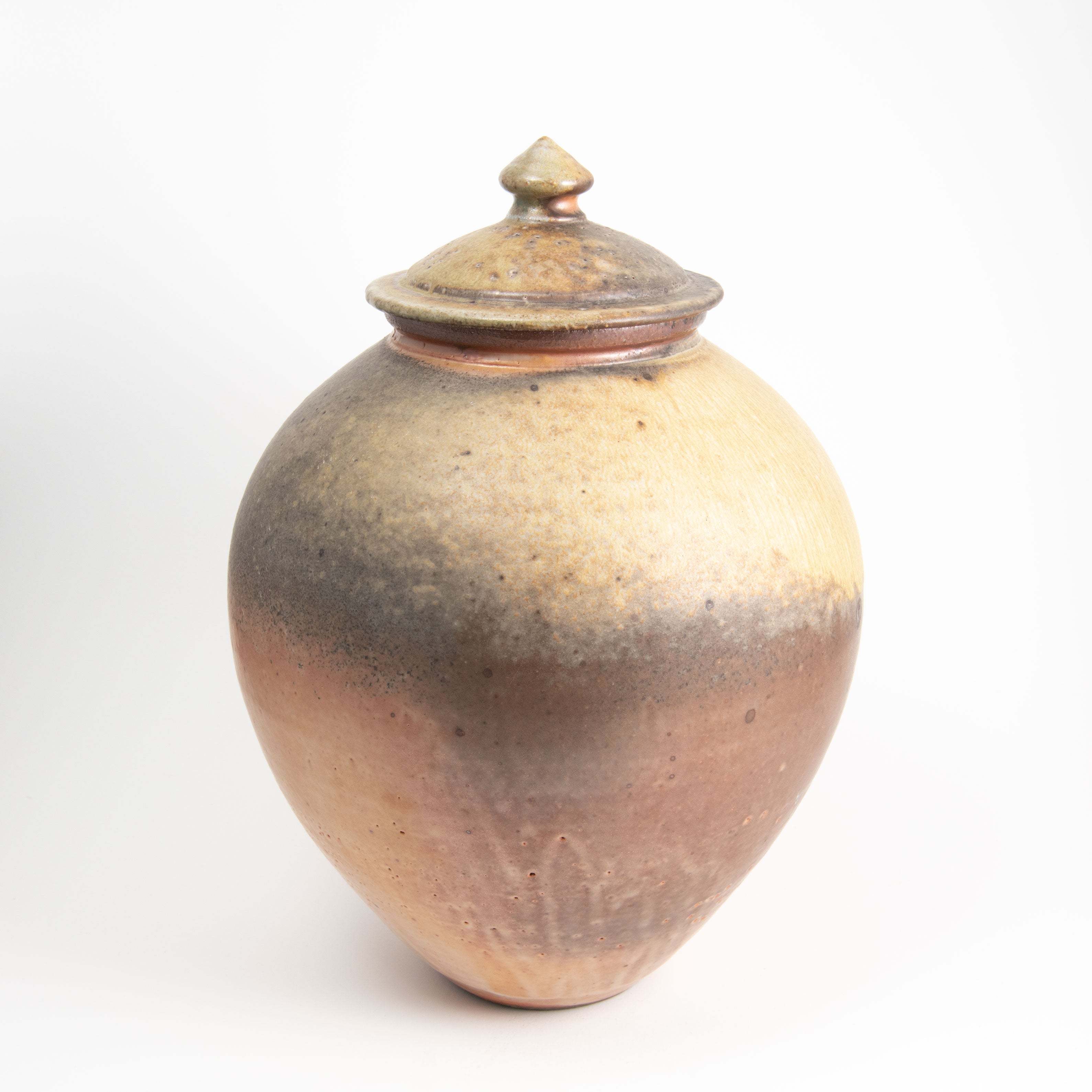 Orange Shino Large Round Lidded Jar