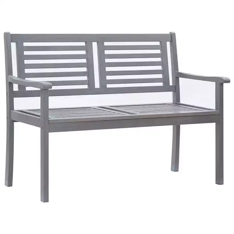 Gray 3-Seater Garden Bench in Solid Eucalyptus Wood
