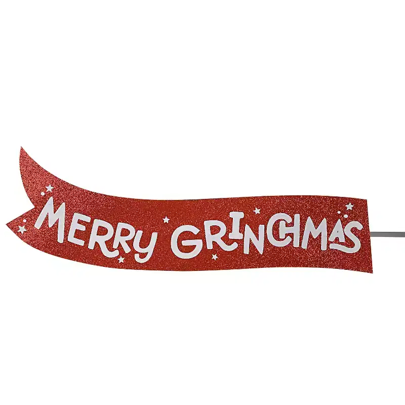 Mr. Christmas Animated Grinch Sleigh Tree Topper with Banner - Merry Grinchmas