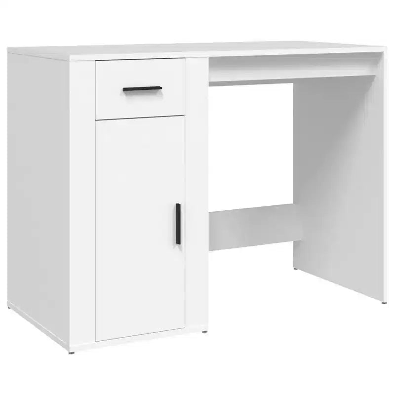 Compact White Desk with Drawer