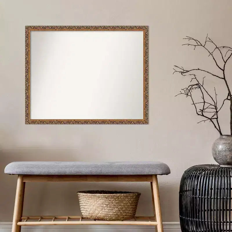 30" x 24" Non-Beveled Antique Bronze Wood Wall Mirror - Amanti Art