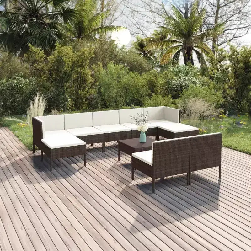 vidaXL Garden Lounge Set Brown Poly Rattan Standard Modular