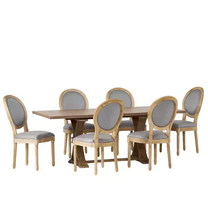 Christopher Knight Home Derring 7 Pieces French Country Upholstered Wood Expandable Dining Set