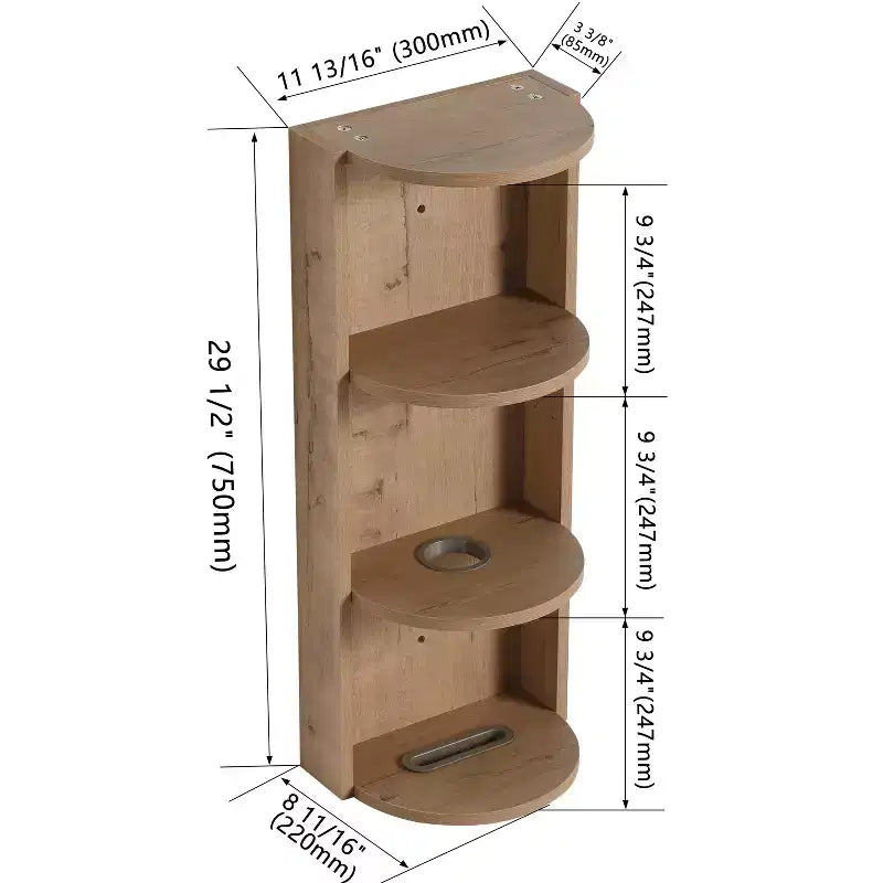 29.5in Bathroom Wall-Mounted Storage Rack, 3-Tier Float Mounting Design, Small Side Cabinet for Placing a Hairdryer and Holding a Tissue Box
