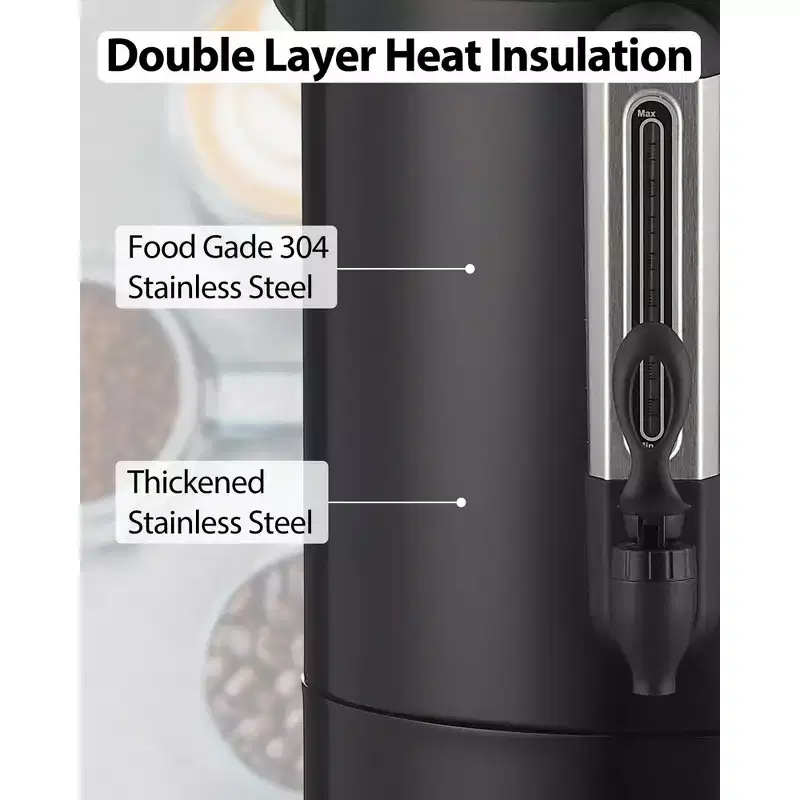 GustoWave Commercial Coffee Urn | Quick Brewing Food-Grade Stainless Steel Coffee Maker | Ideal for Churches, Meeting Rooms, Lounges