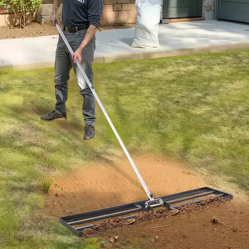 VEVOR Lawn Leveling Rake, Lawn Leveler with 83.9 in Handle, 48x10 in Ground Plate, Rust-Resistant Carbon Steel Soil Leveler,Multicolor