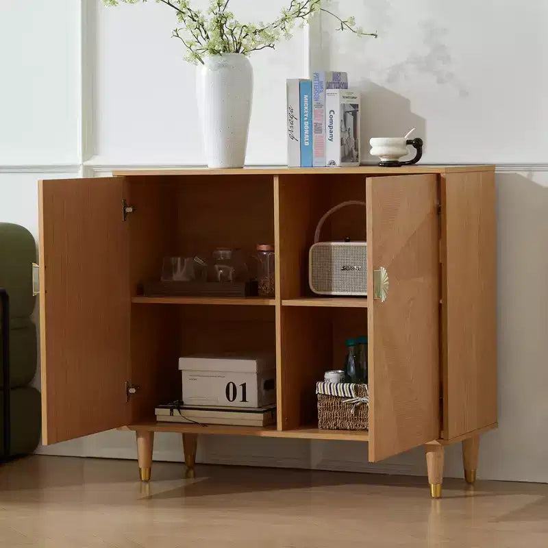 JVNOXK 39.4-inch Vintage Wooden Sideboard with Storage, Decorative Door Design, Double-Door Storage Sideboard, Living Room Style - Wood