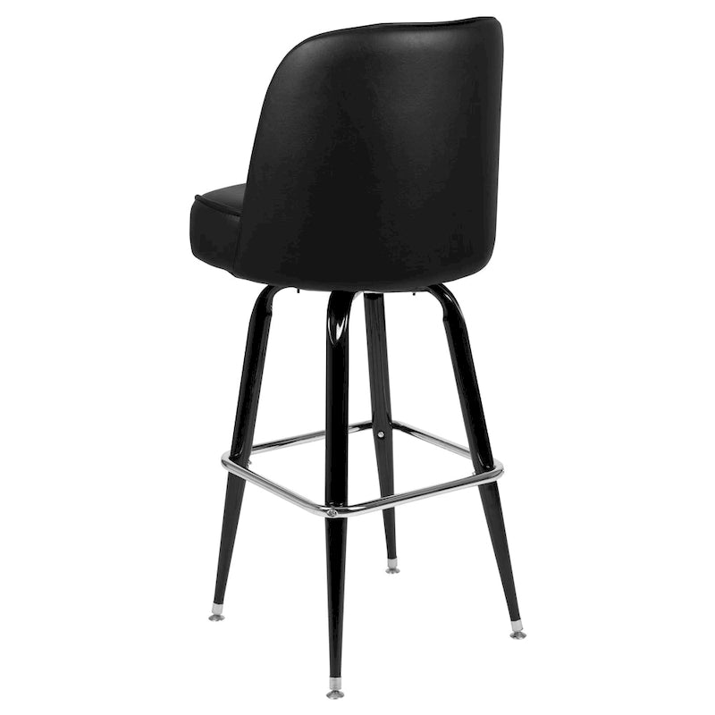 2-Pack Metal Barstools with Swivel Vinyl Bucket Seat & Footrest
