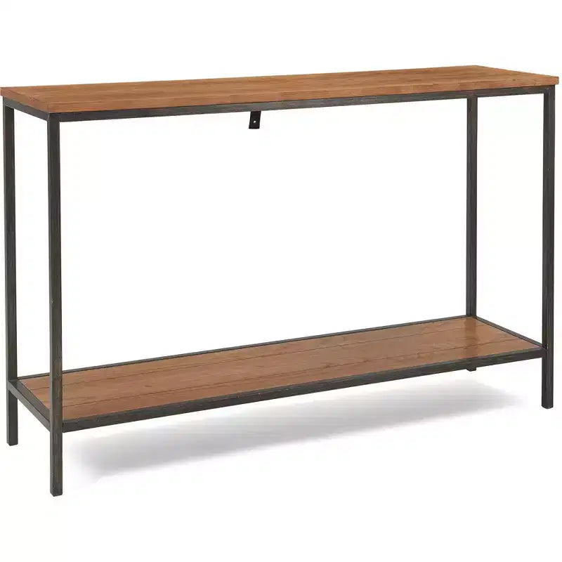 Nolan 2 Tier Console Table Brown - ClickDecor: Rustic Charm, Iron Frame, Entryway Display