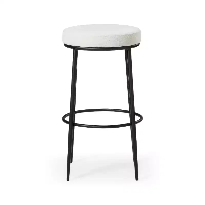 Maven Lane Stella Backless Metal Bar Stool with Fabric Upholstered Seat 31