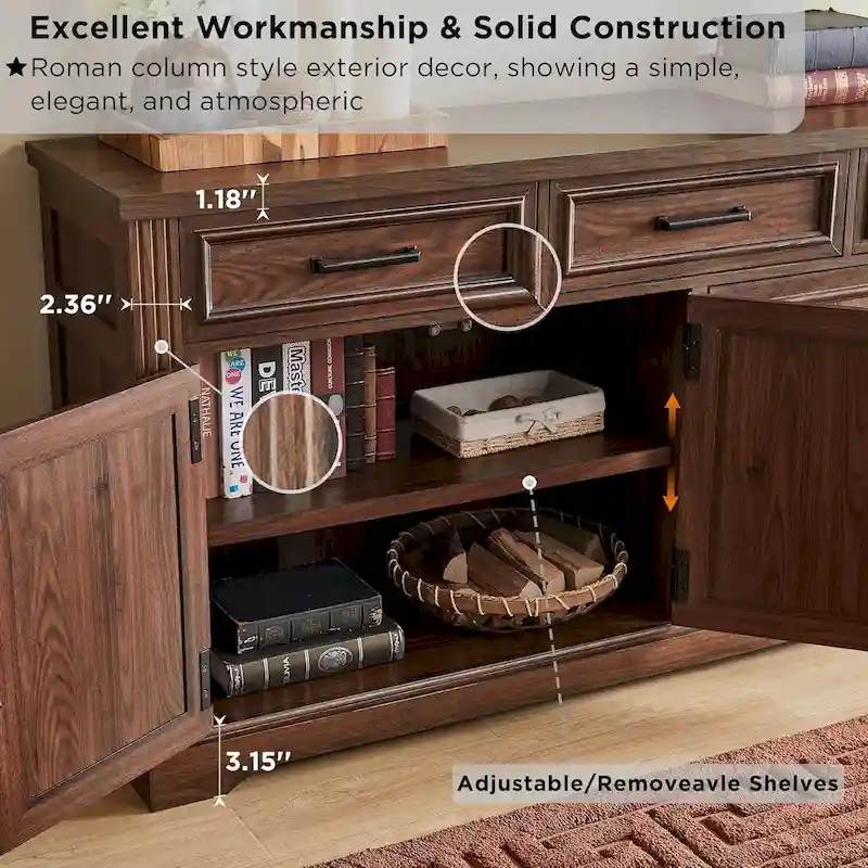 Farmhouse Buffet Sideboard Cabinet,Coffee Bar Wine Bar for Dining Room - N/A