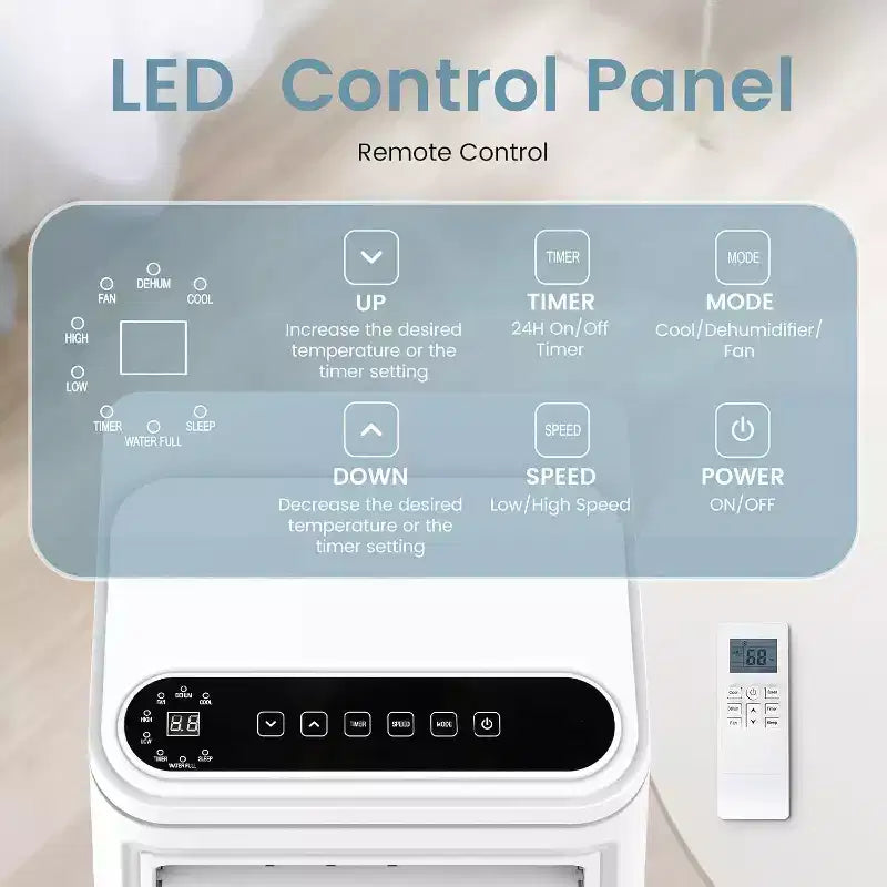 ZAFRO Portable Air Conditioner, Air Conditioner with Cooling, Fan, Dehumidifier, Sleep Mode, 55 db, Cooling up to 450 Sq. Ft