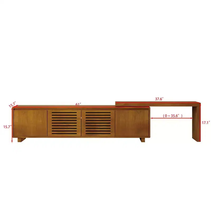 63-Inch Mid-Century Modern Extendable TV Stand with Adjustable Panels, Media Console Storage Cabinet for Living Room Entertainment