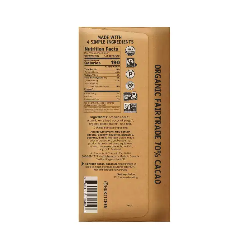Hu Salty Dark Chocolate 70% Cacao Candy - 2.1oz