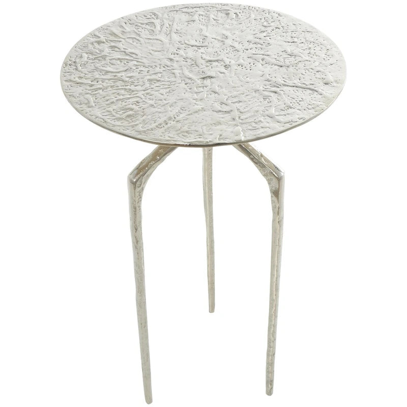 Aluminum Metal Geometric Slim Textured Side End Accent Table