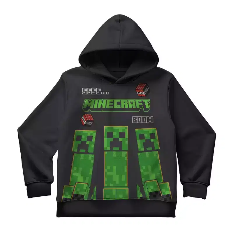 Minecraft Boys 2-Piece Fleece Sweatshirt and Pants Set, Long Sleeve Pullover Hoodie and Jogger - Gray, 4